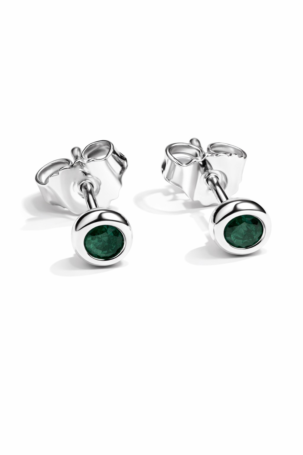 Ohrstecker Solitär, Smaragd, 750/- Weißgold