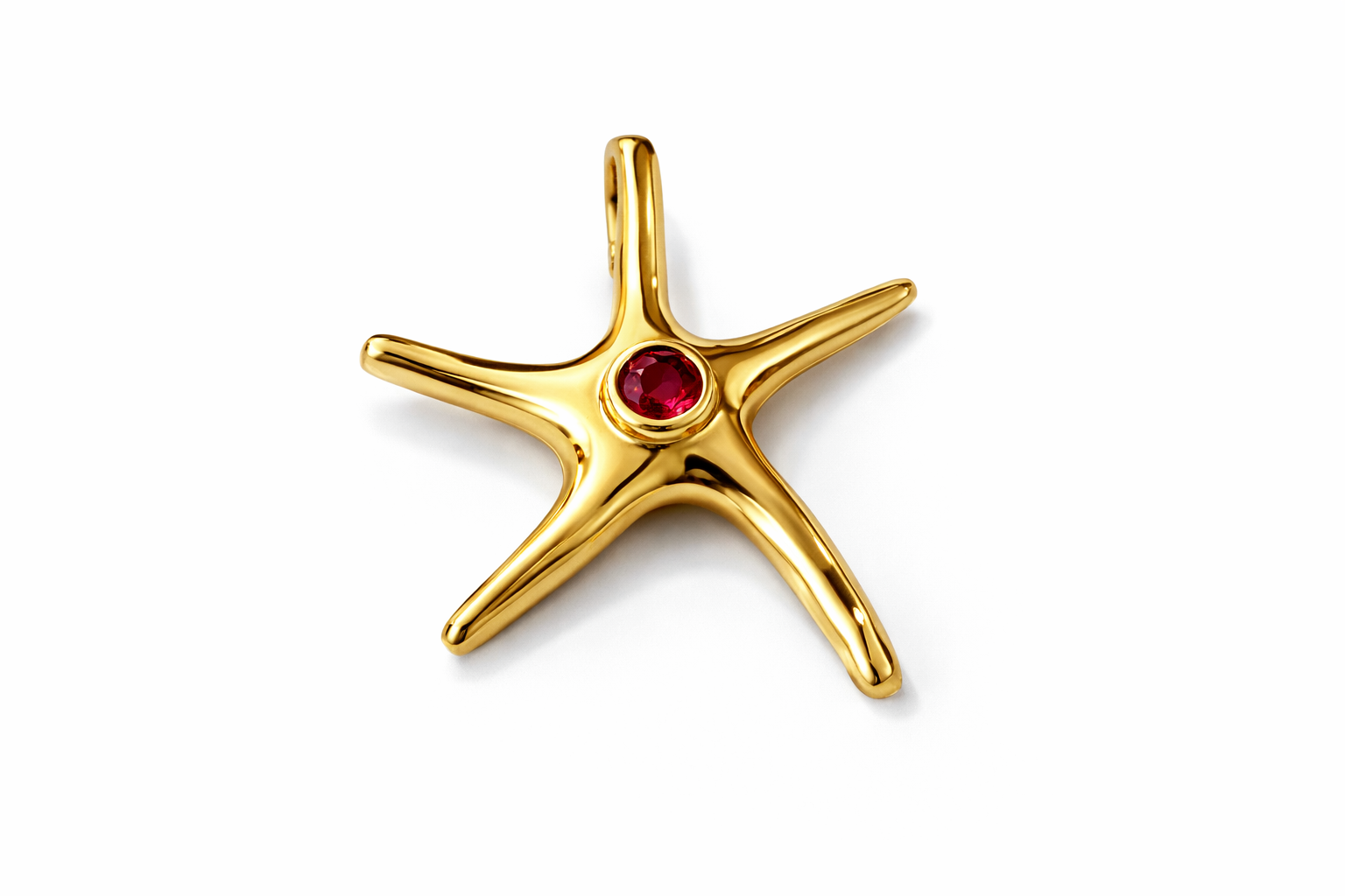 Anhänger Seestern, Rubin, 750/- Roségold