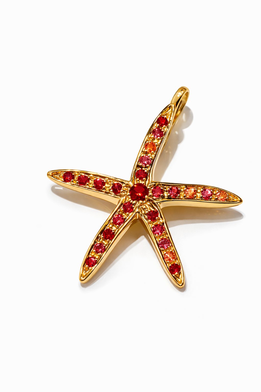 Anhänger Seestern, Saphir orange, 750/- Gelbgold