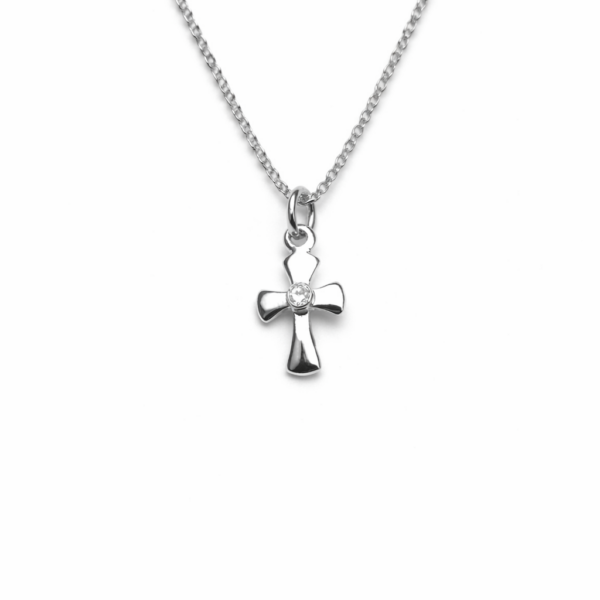 Kreuz, Kette, Brillant, 750/-Weißgold