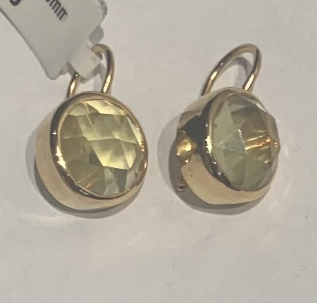 Ohrhänger, Cannes, Lemonquarz, gelb, rose cut, edel, Geburtstag, Sommer, 750/- Gelbgold