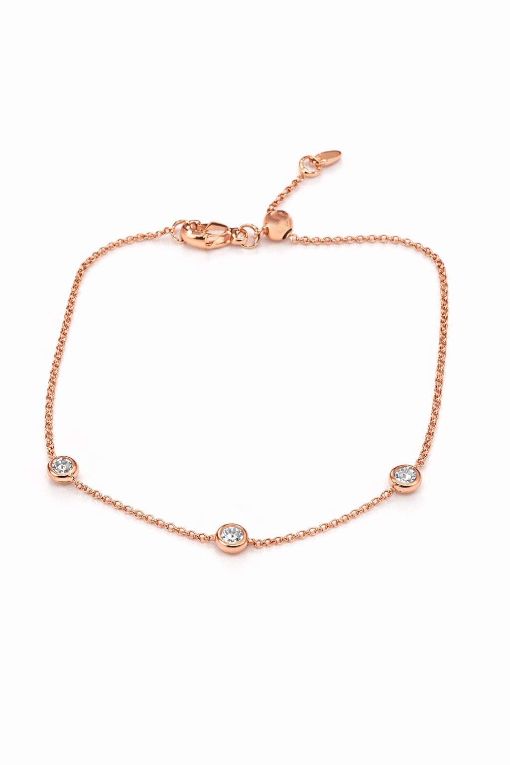 Armband Solitär, Fancy Diamond, 3 Diamanten rosé 0,12 ct., 1,0mm, 750/- Roségold