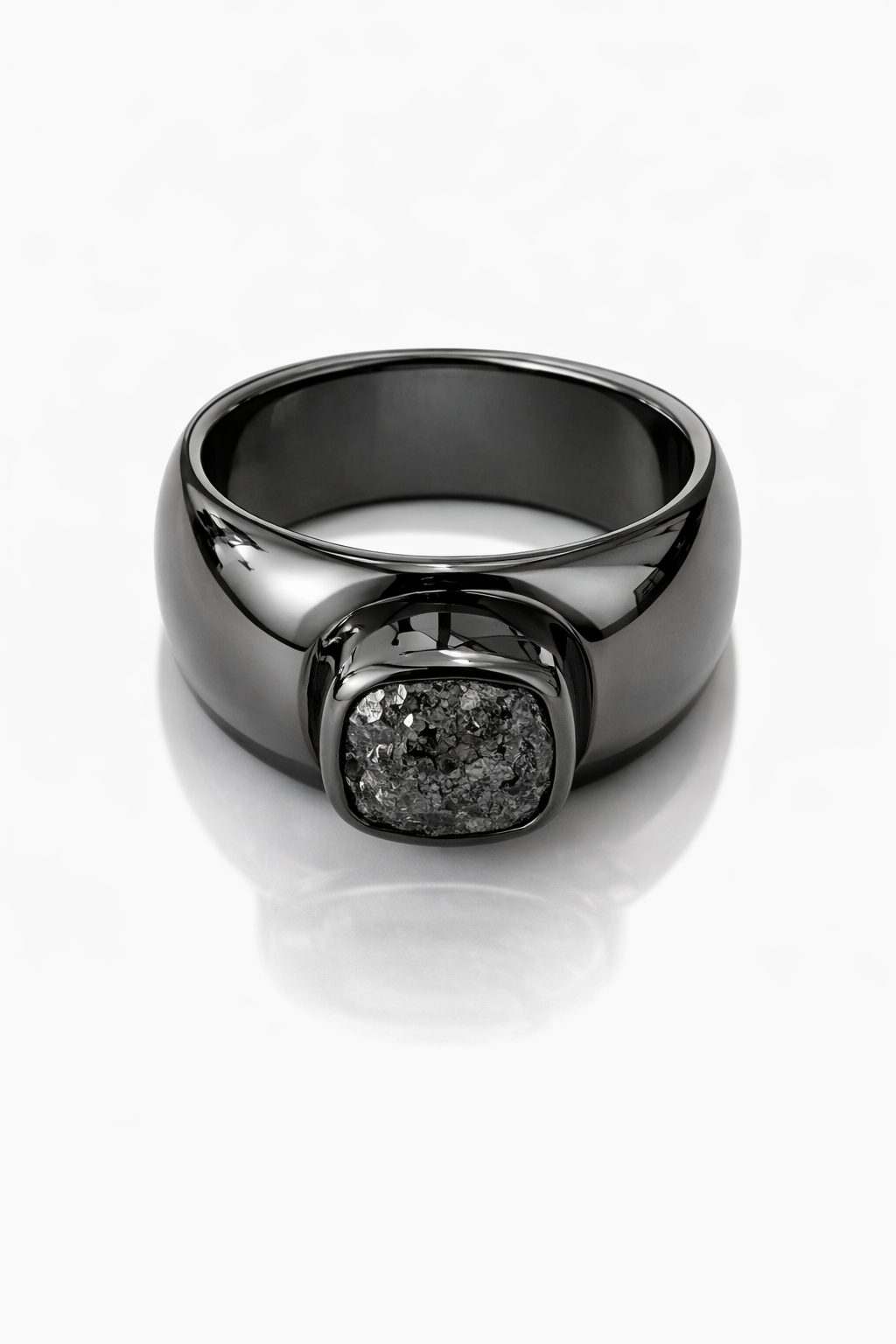 Ring Rohdiamant, 750/- Weißgold + 925/- Sterlingsilber oxydiert