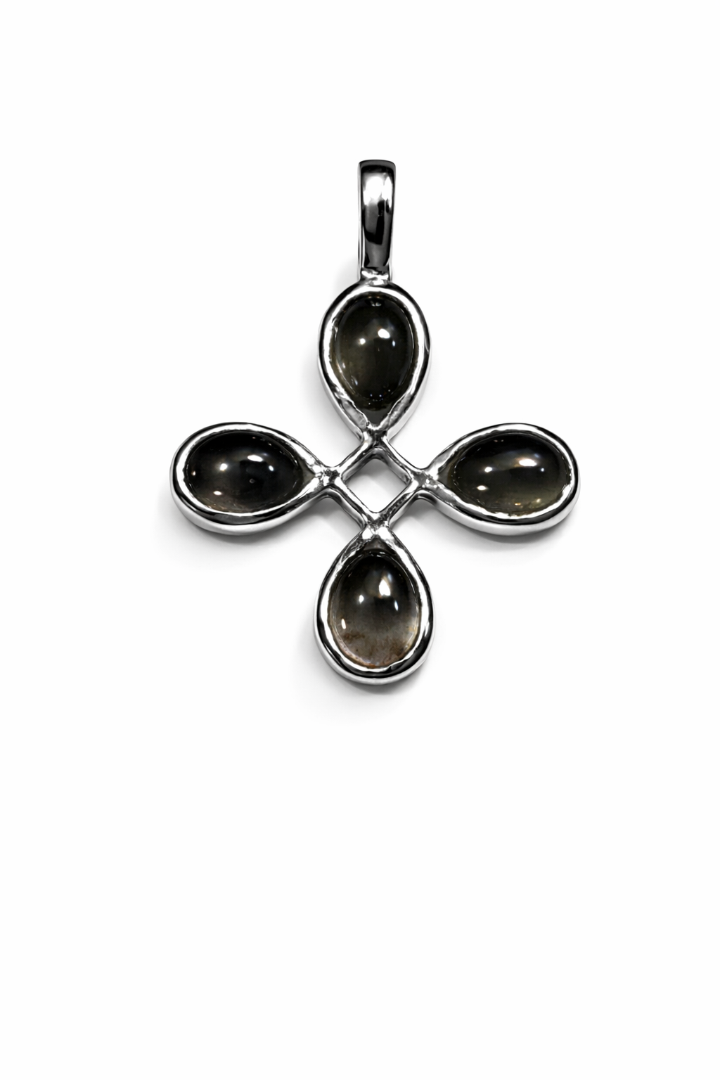 Anhänger Sio Due Blume, Rauchquarz, 925/- Sterlingsilber