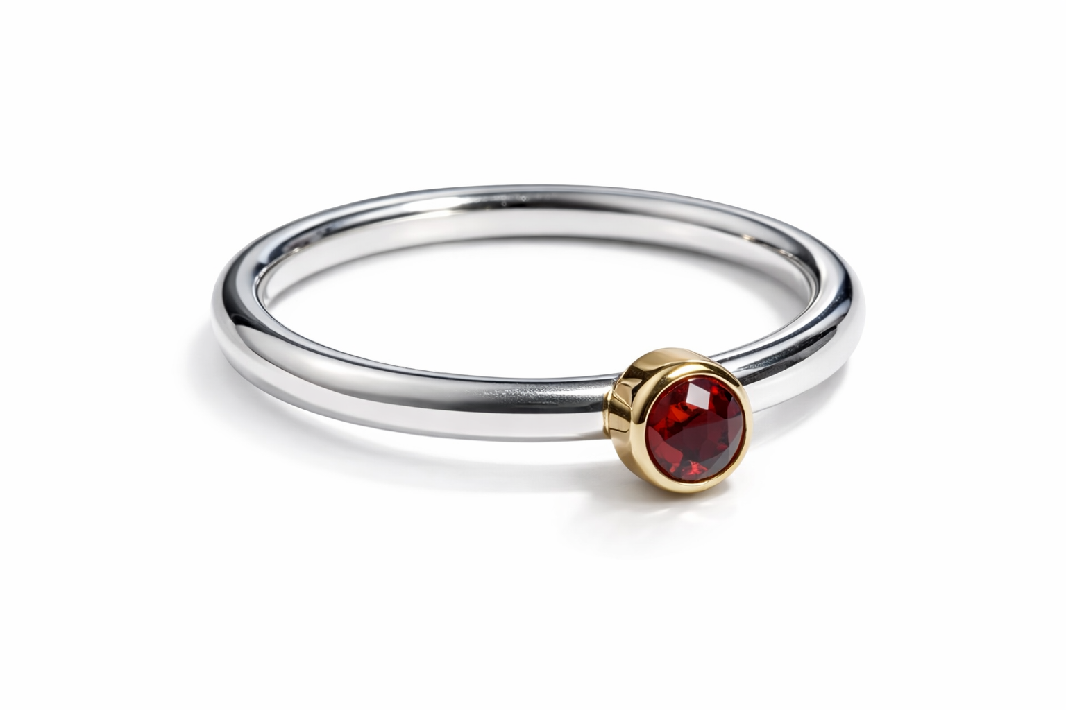 Ring Granat, 925/- Sterlingsilber + 750/- Gelbgold