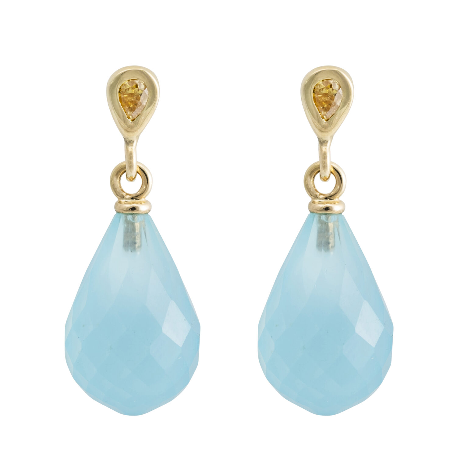 Ohrstecker Summer, Fancy Diamond, Chalcedon, Gelbgold SIODUE Fine