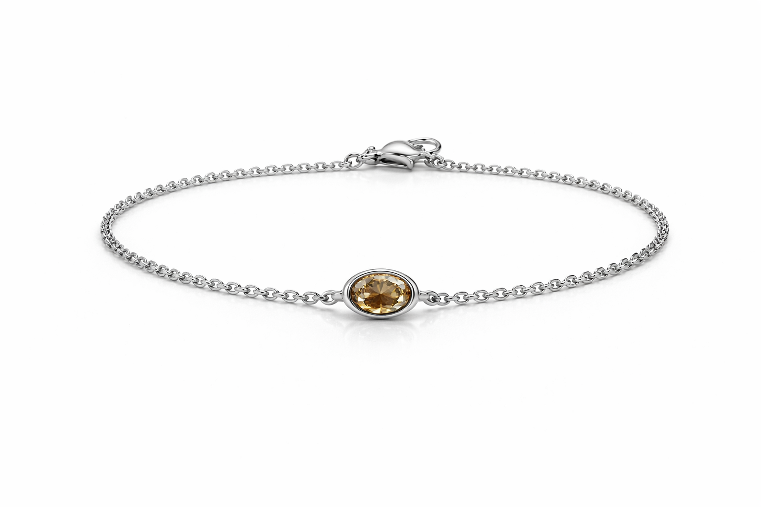 Armband Fancy Diamond oval 0,30 ct., 1,4mm, 750/- Weißgold"