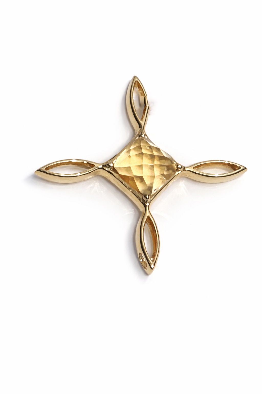 Anhänger Stern, Citrin, 750/- Gelbgold