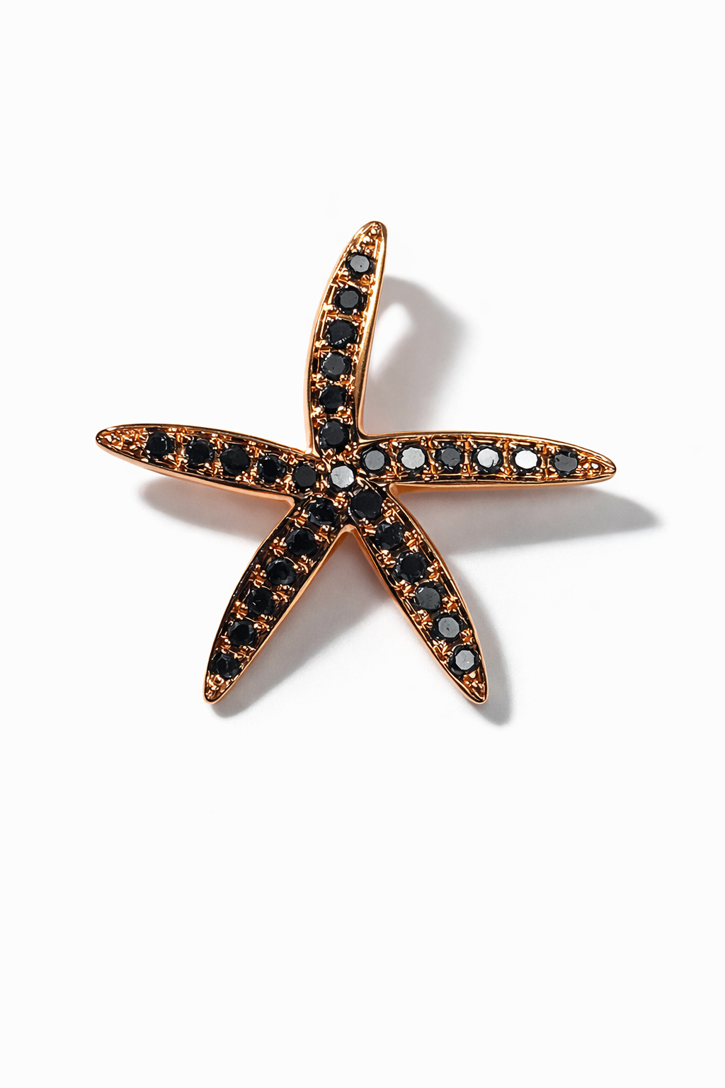 Anhänger Seestern, Brillanten schwarz, 750/- Roségold"