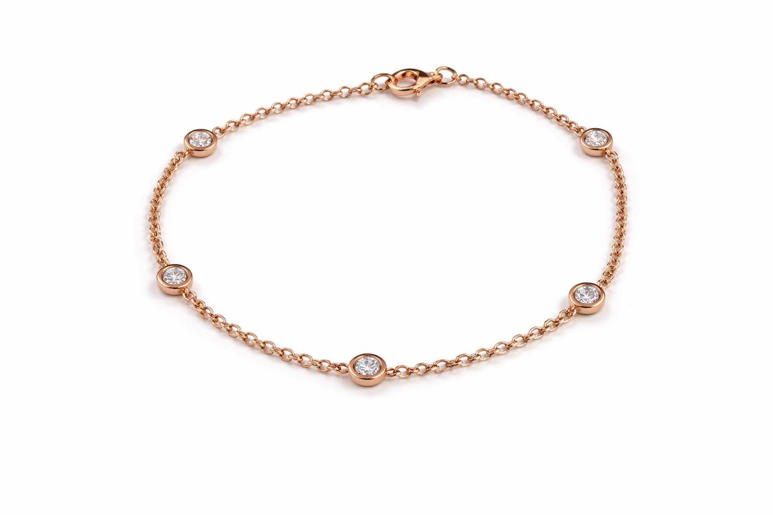 Armband Little Memory, 5 Diamanten groß 0,14 ct. G/vs, 750/- Roségold