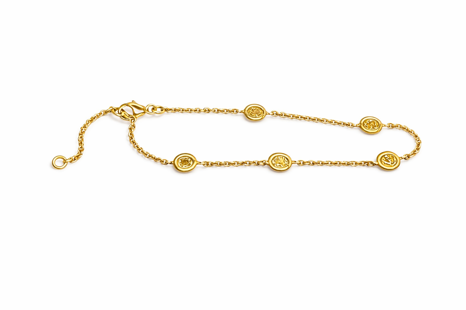 Armband Fancy Diamond oval 5 Diamanten 0,55 ct., 1,4mm, 750/- Gelbgold