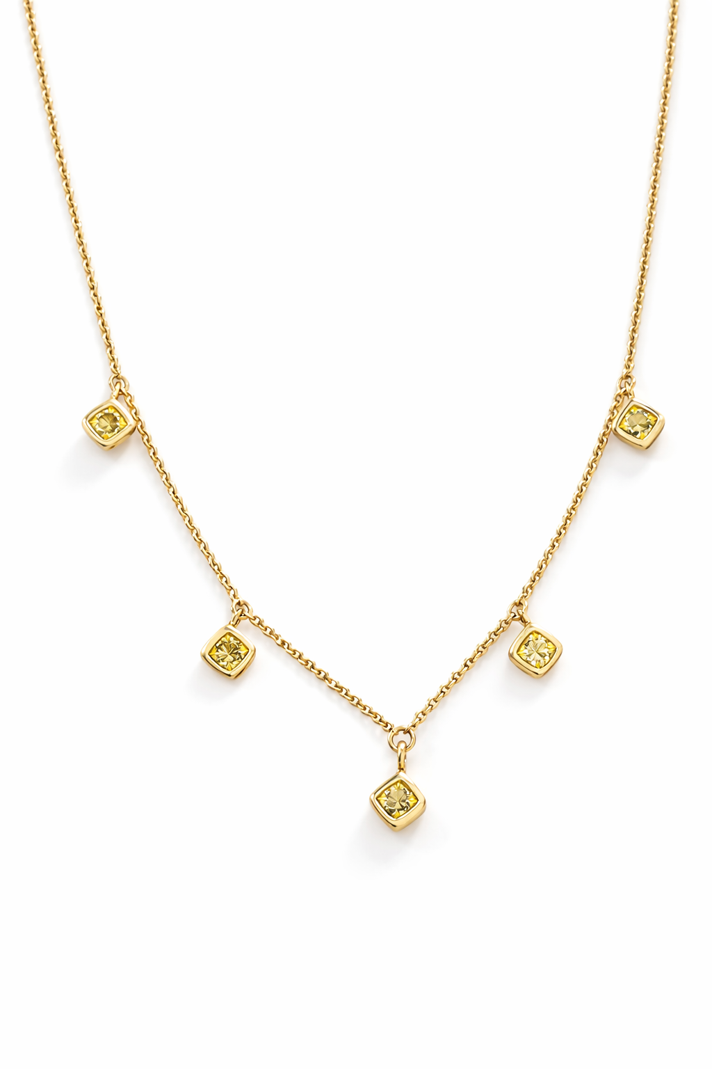 Collier Paris, 5 Fancy Diamanten, 750/- Gelbgold