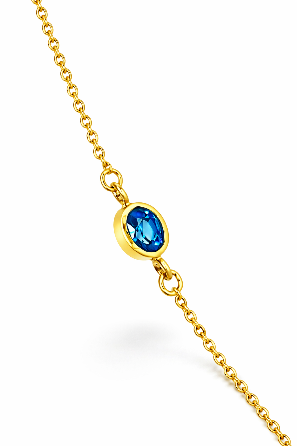 Armband, Saphir blau, oval, 750/- Gelbgold
