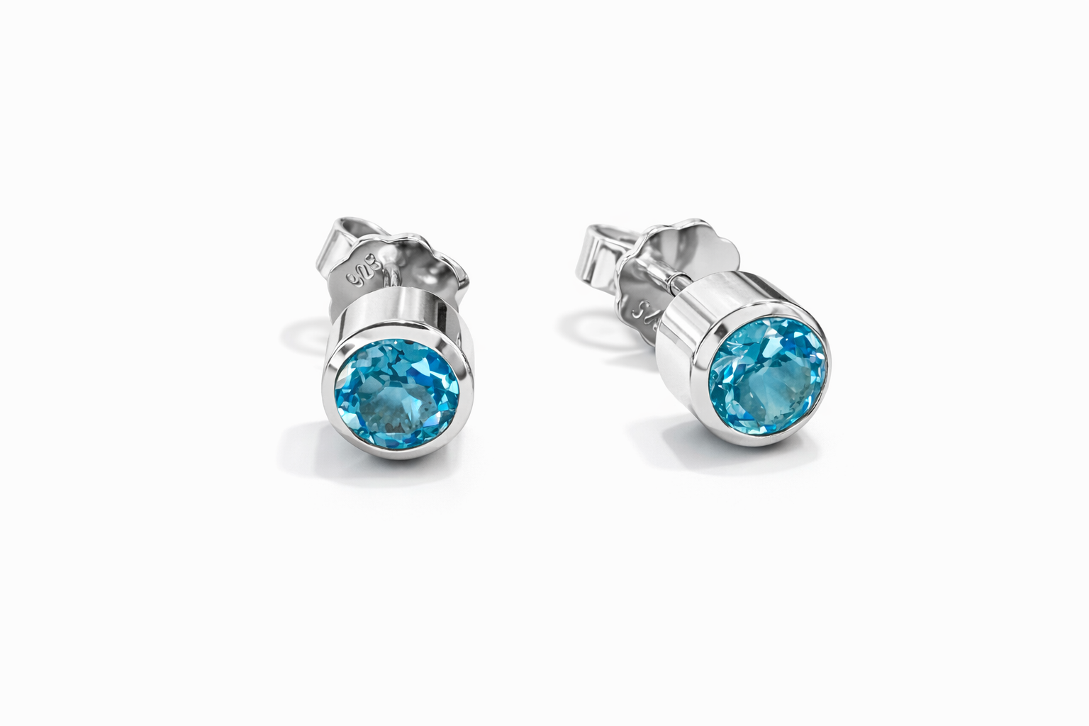 Ohrstecker, Sky Blue Topas, 925/- Sterlingsilber