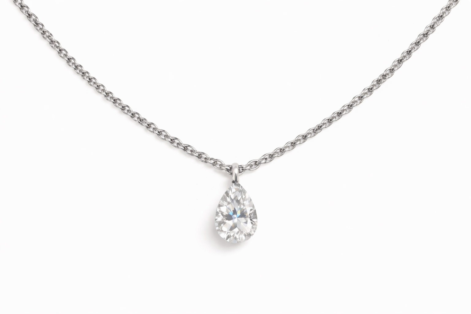 Collier Pure, Diamant weiß Tropfen, 1,0 mm Ankerkette, 750/- Weißgold