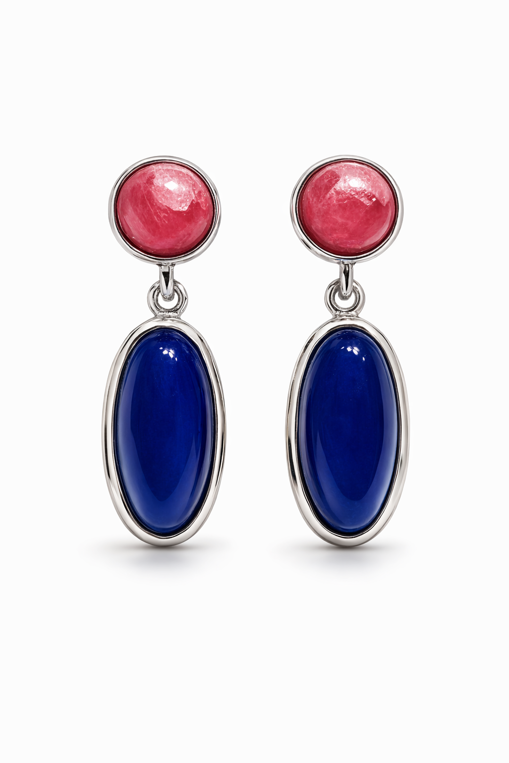 Ohrstecker Jani, Rhodochrosit + Lapislazuli, 925/- Sterlingsilber