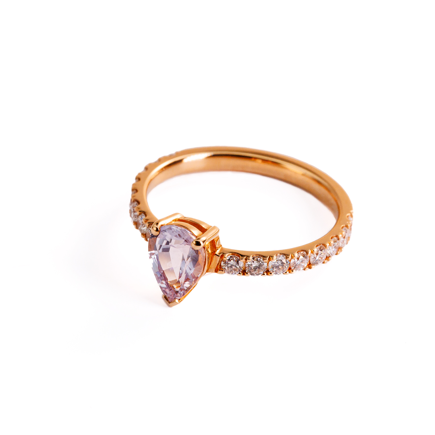 Memoire Ring, Natur Saphir in Tropfenform, 18 K Gold
