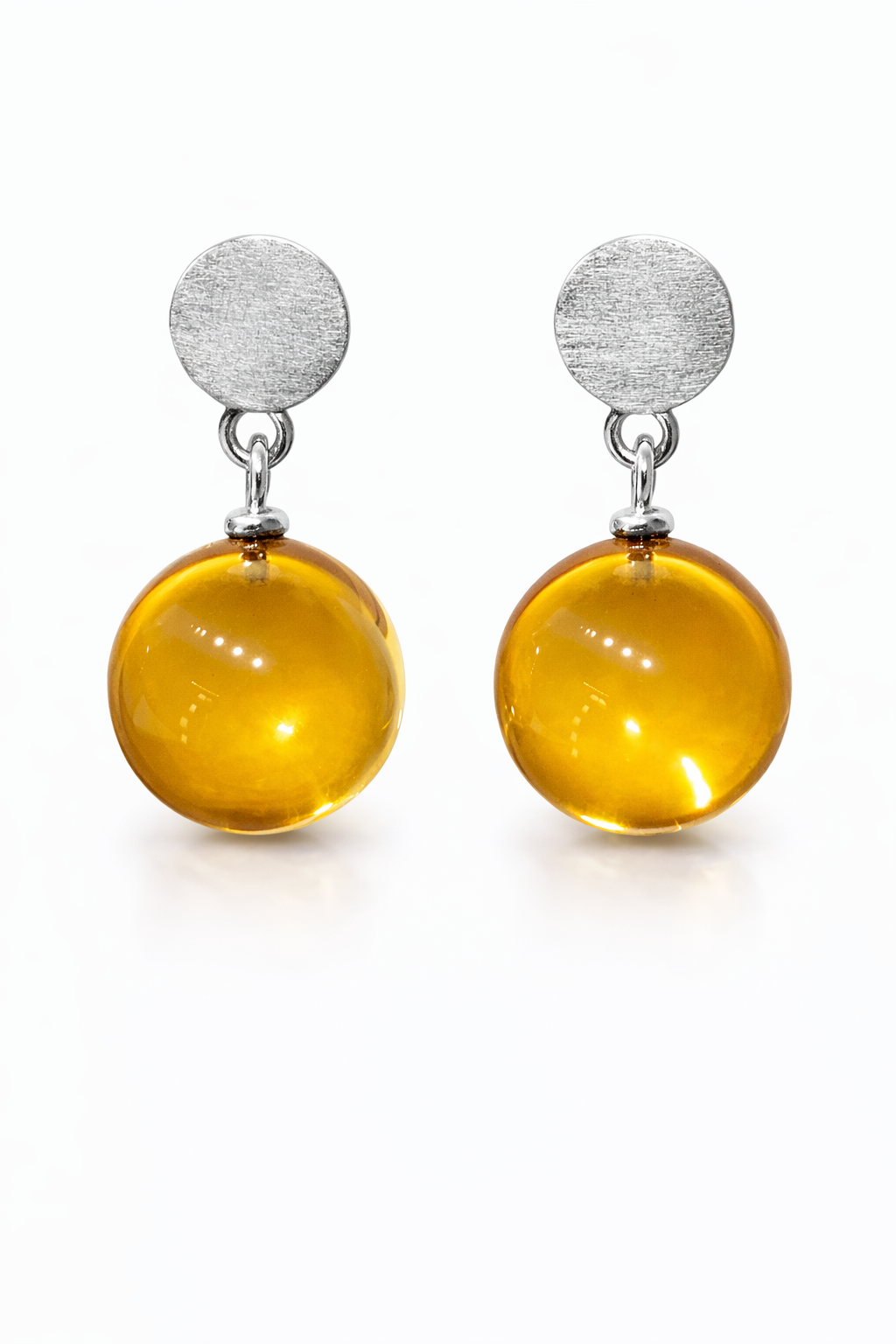 Ohrstecker Plain, Bernstein, 925/- Sterlingsilber