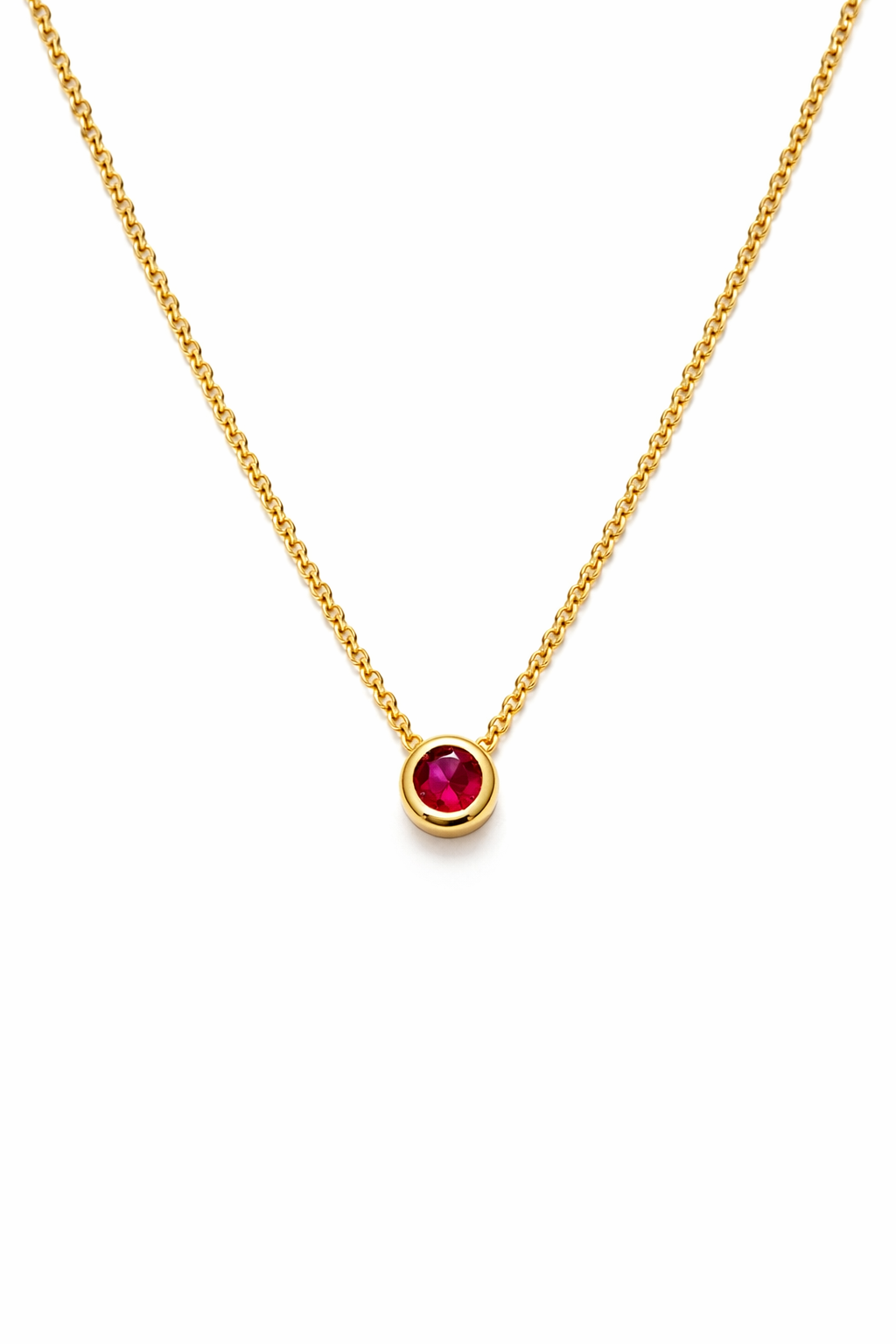 Collier Solitär Rubin, 750/- Gelbgold