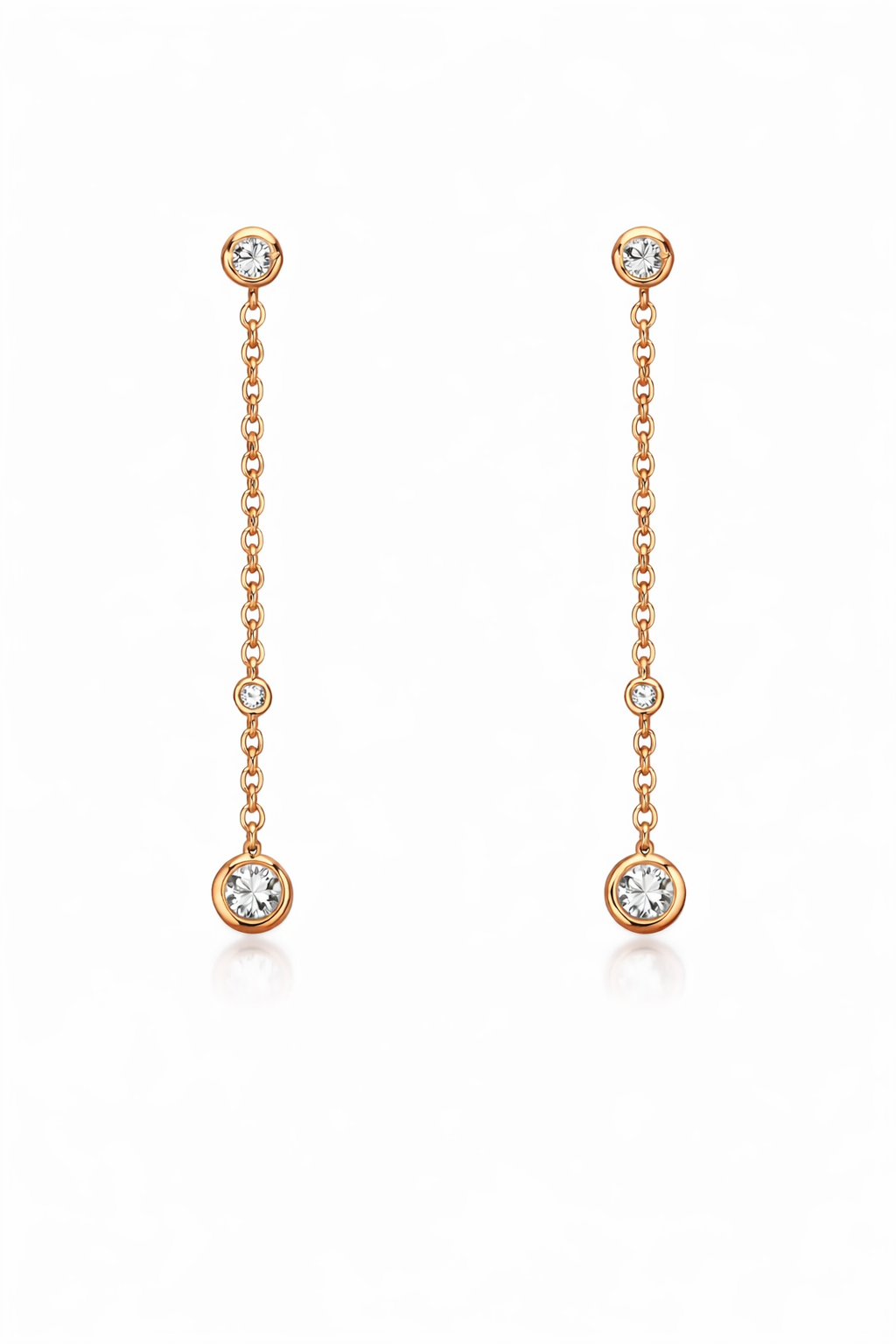 Ohrstecker Little Memory, hängend, 6 Brillanten, 18k Roségold