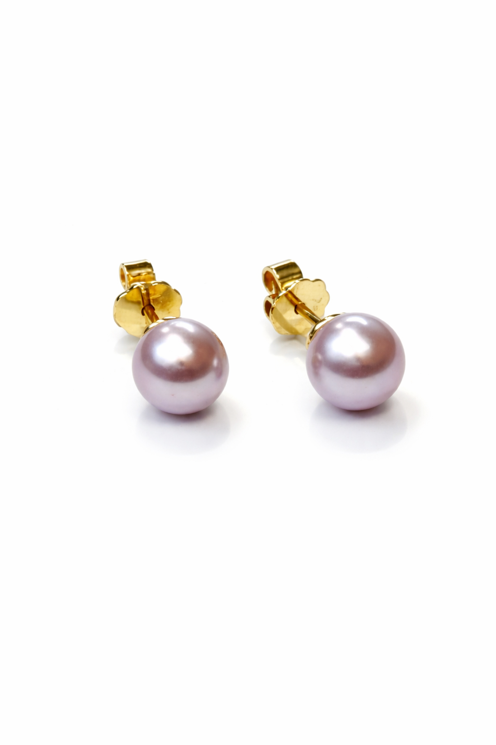 Perlohrstecker, Rosé Perlen, 750/- Gelbgold