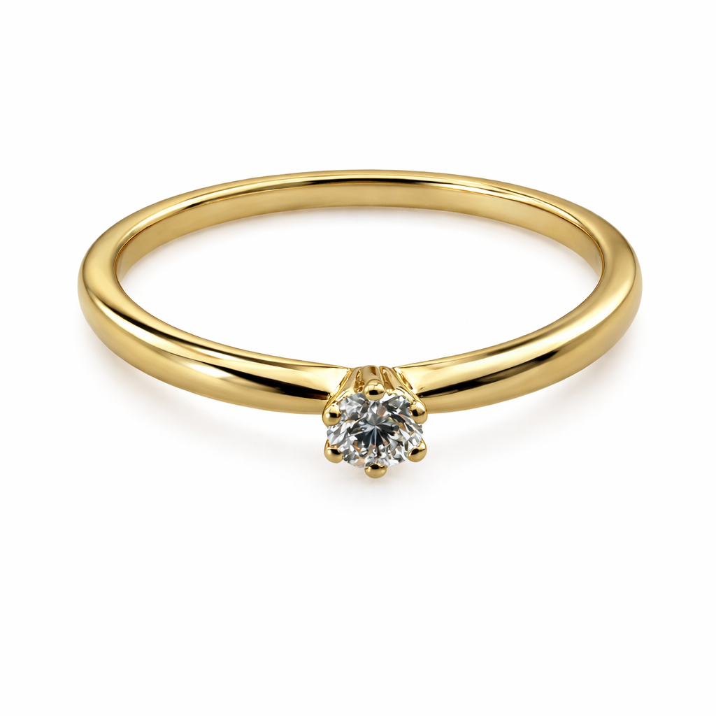 Ring Solitär mit Brillant 0,10ct Tw/si, 750/- Gelbgold