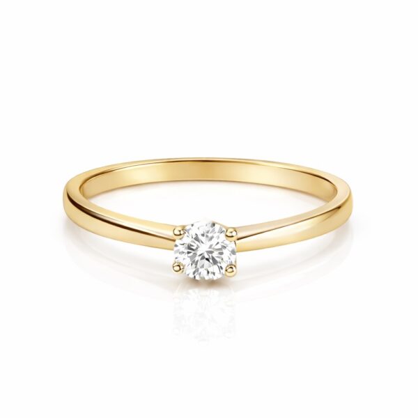 Ring Solitär mit Brillant 0,30ct F/si2, GIA Expertise, 750/- Gelbgold