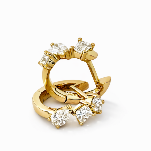 Creolen Toi Et Nous, Diamanten und Brillanten, zus.: 0,90ct, Tw/si, 750/- Gelbgold