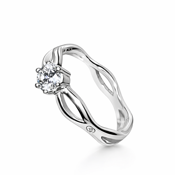 Verlobungsring Rosalie, Diamant mit Krappen 0,37ct, 5 Diamanten in der Ringschiene, zus.0,035 ct, 750/-Weißgold