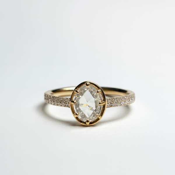 Ring Brillanten. Gelbgold, Old minedCut. Diamant, 750/-