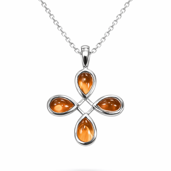 Anhänger SioDue Blume, Citrin, 925/- Silber