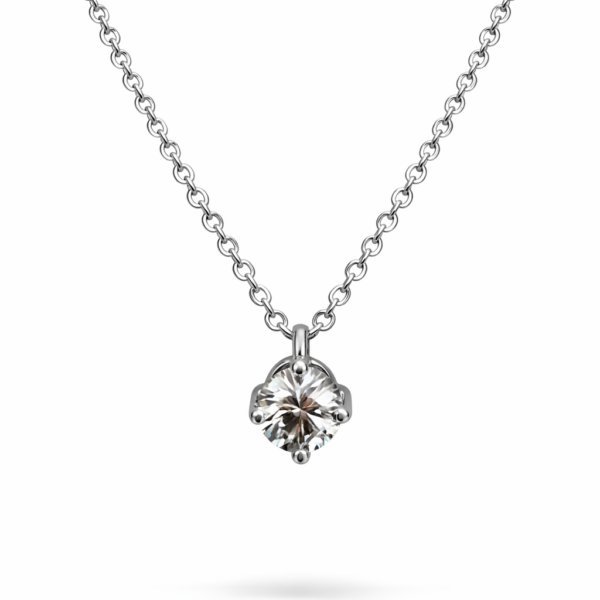 Collier mit Brillant, 0,20ct. 4er Krabbenfassung, 585/- Weißgold