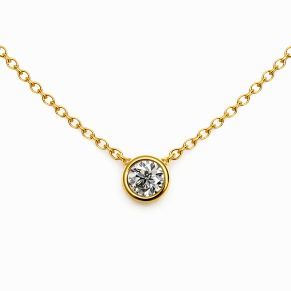 Collier mit Brillant 0,30 ct.,F/si2, GIA Zertifikat, 750/- Gelbgold