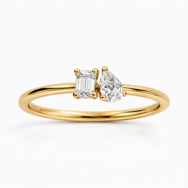 Ring Toi Et Moi, Diamanten mit Krappen, zus. 0,35 ct., 750/- Gelbgold