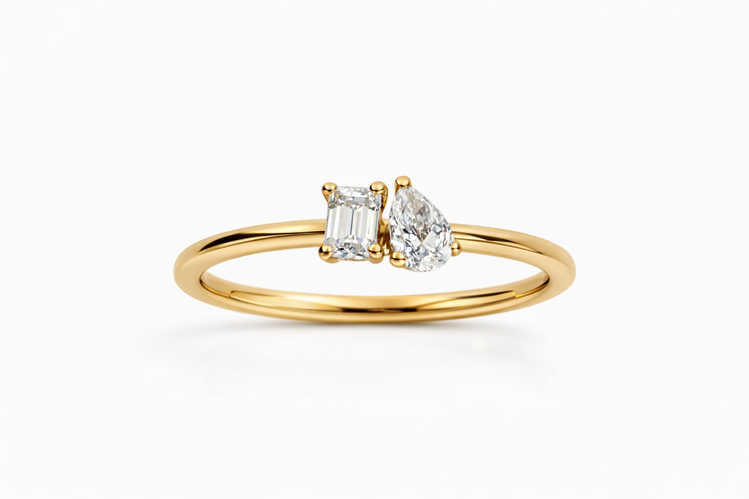 57E3E1EC-E751-44C4-932A-48676921670A Ring Toi Et Moi, Diamanten mit Krappen, zus. 0,35 ct., 750/- Gelbgold