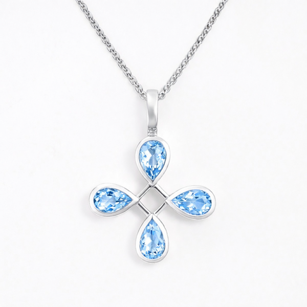 Anhänger SioDue Blume, Topas facettiert, 925/- Silber