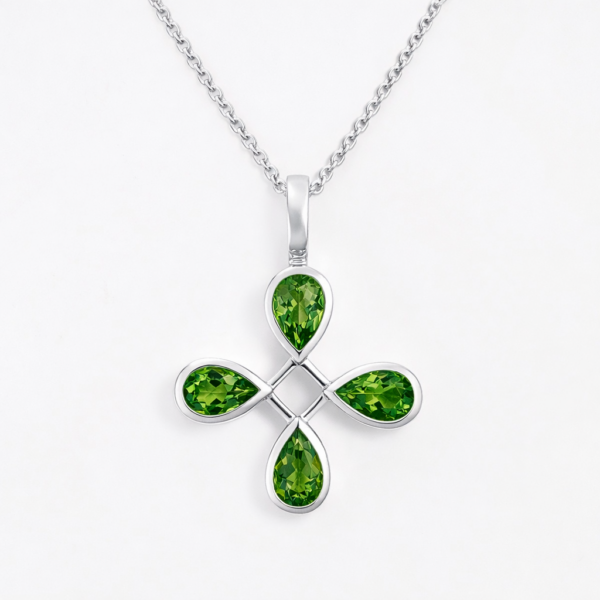Anhänger SioDue Blume, Peridot facettiert, 925/ Silber