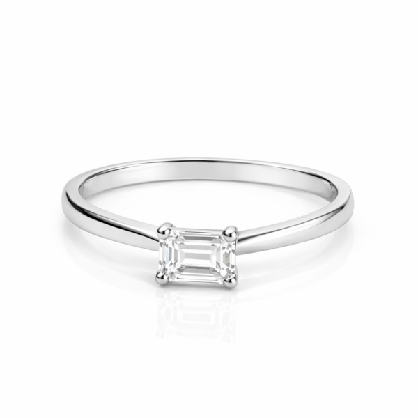 Ring Solitär mit Diamant 0,50ct F/vs2, Emeraldcut, GIA Expertise, 585/-WG