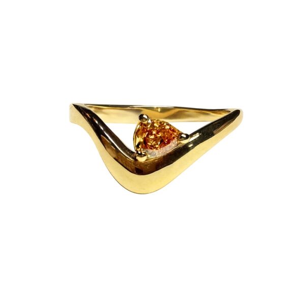 Ring Gelbgold, Pinky Ring, Tropfen, Diamant, fancy Diamond
