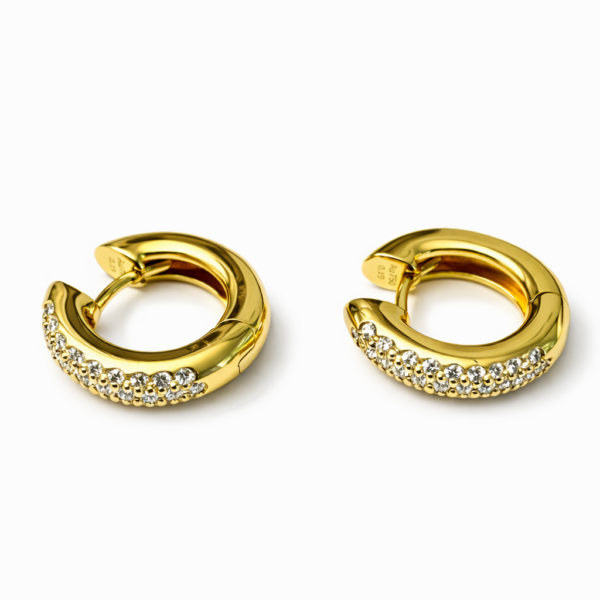 Creolen Nice, 56 Diamanten, zus.: 0,43ct, 15 mm, 750/- Gelbgold