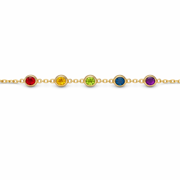 Armband Regenbogen, Granat, Citrin, Peridot, London bBlue Topas, Amethyst, 750/- GG
