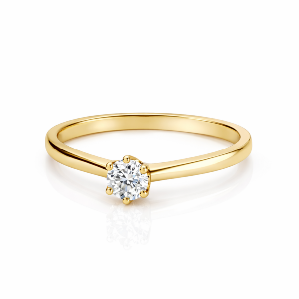 Ring Solitär mit Brillant 0,30ct F/si2, GIA Expertise, 750/- Gelbgold
