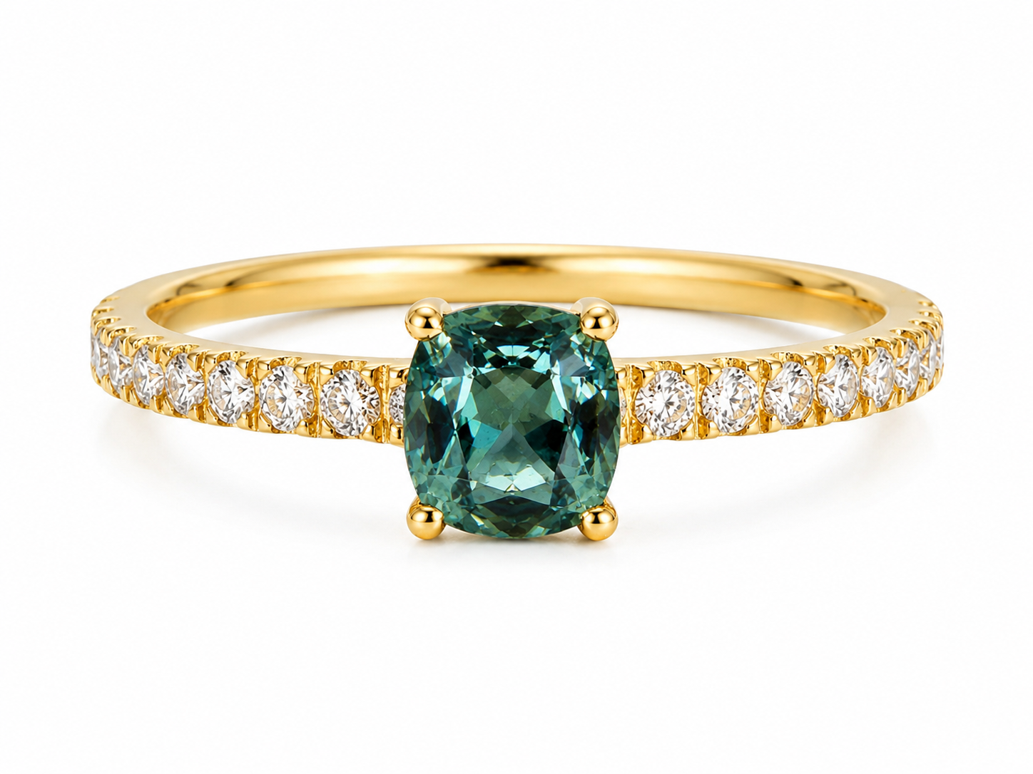 Memoire Ring, Natur Saphir, petrol, Diamant, 750/-Gelbgold, Verlobungsring, one of its kind, Engagement ring,