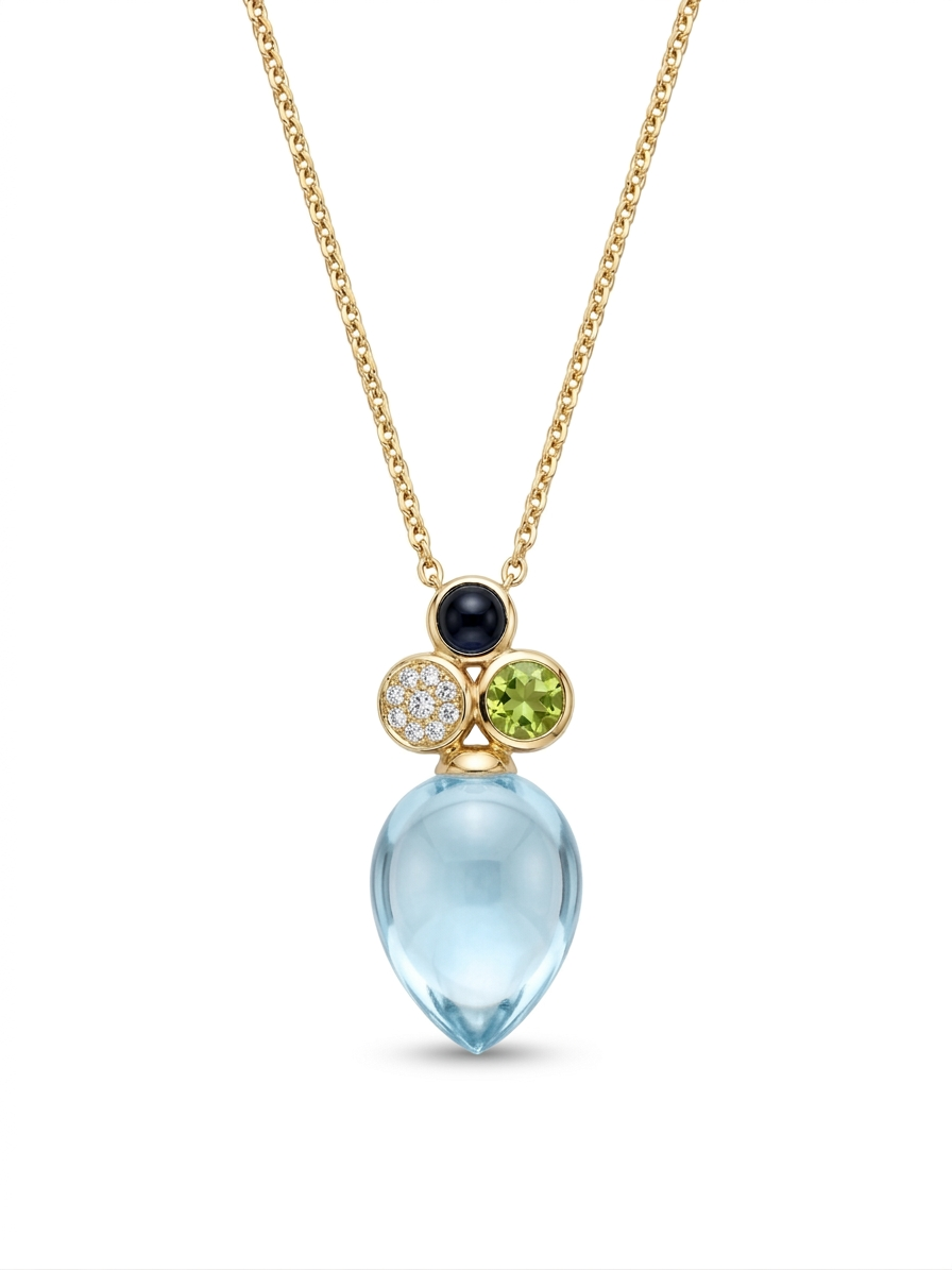 Collier Dream, sky blue, Topas, Peridot