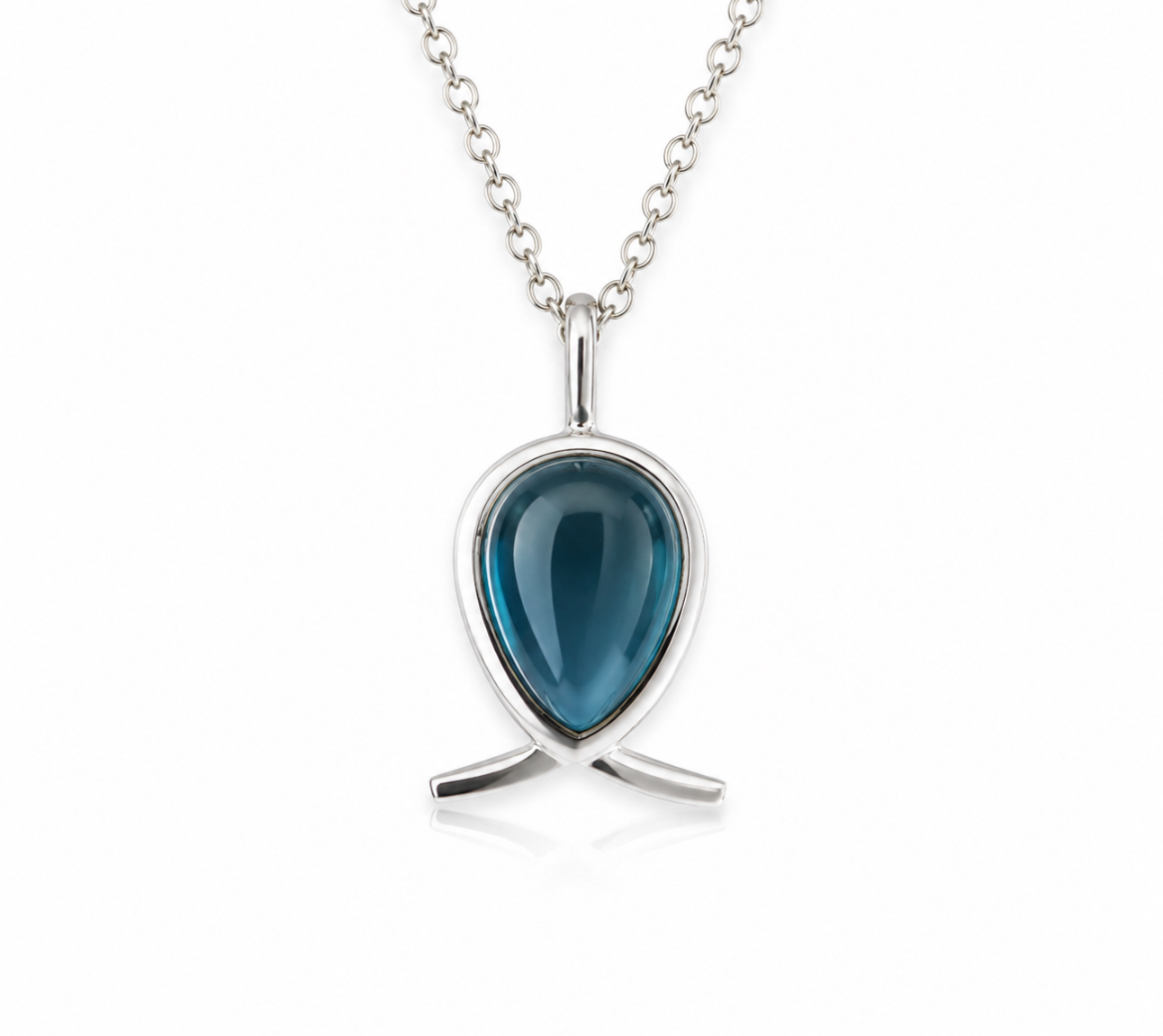 Anhänger Fischli, London Blue Topas, 750/- Weißgold”