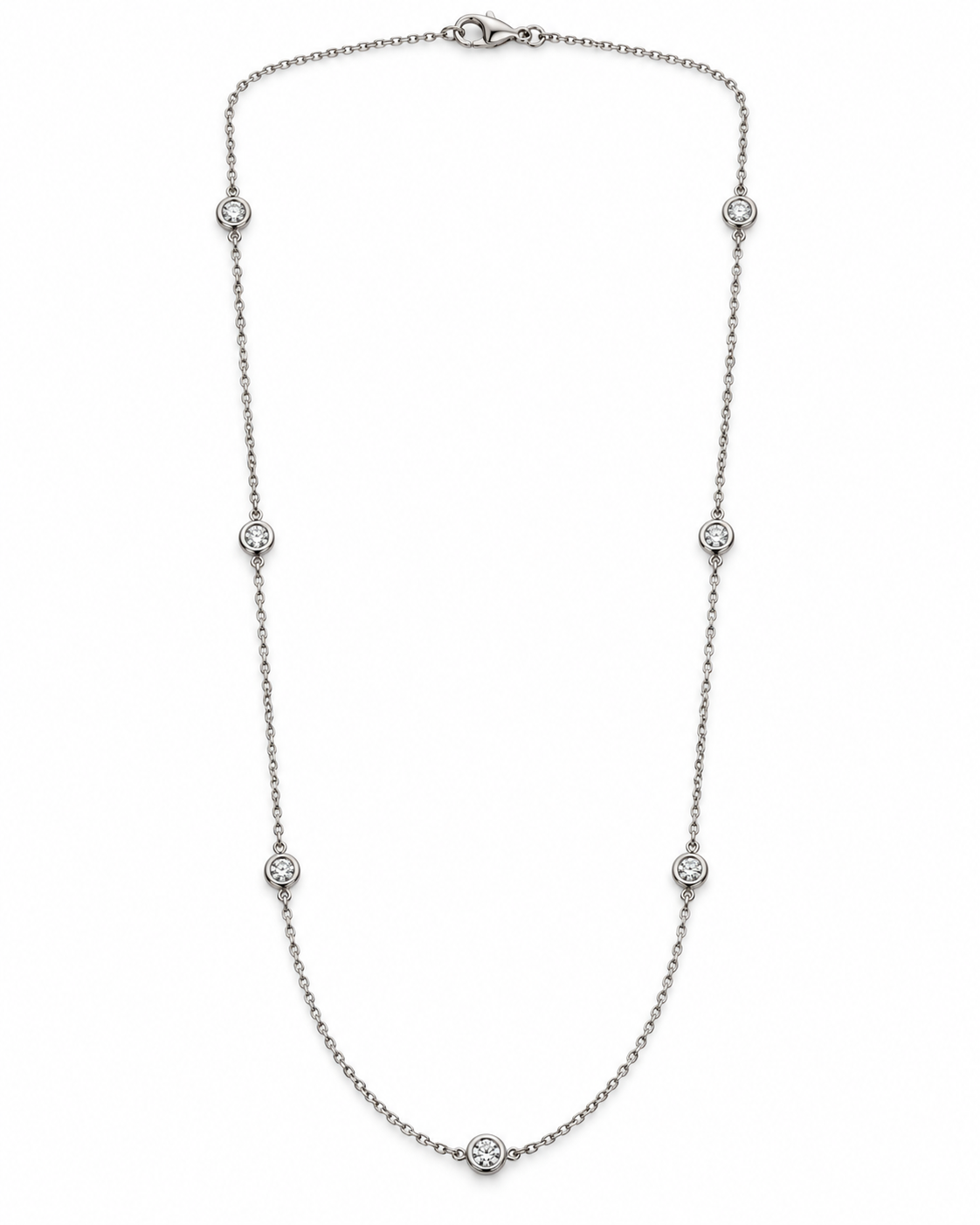 Collier Little Memory kurz, 42 cm, 7 Diamanten, zus.: 0,24 ct,  585/-Weißgold