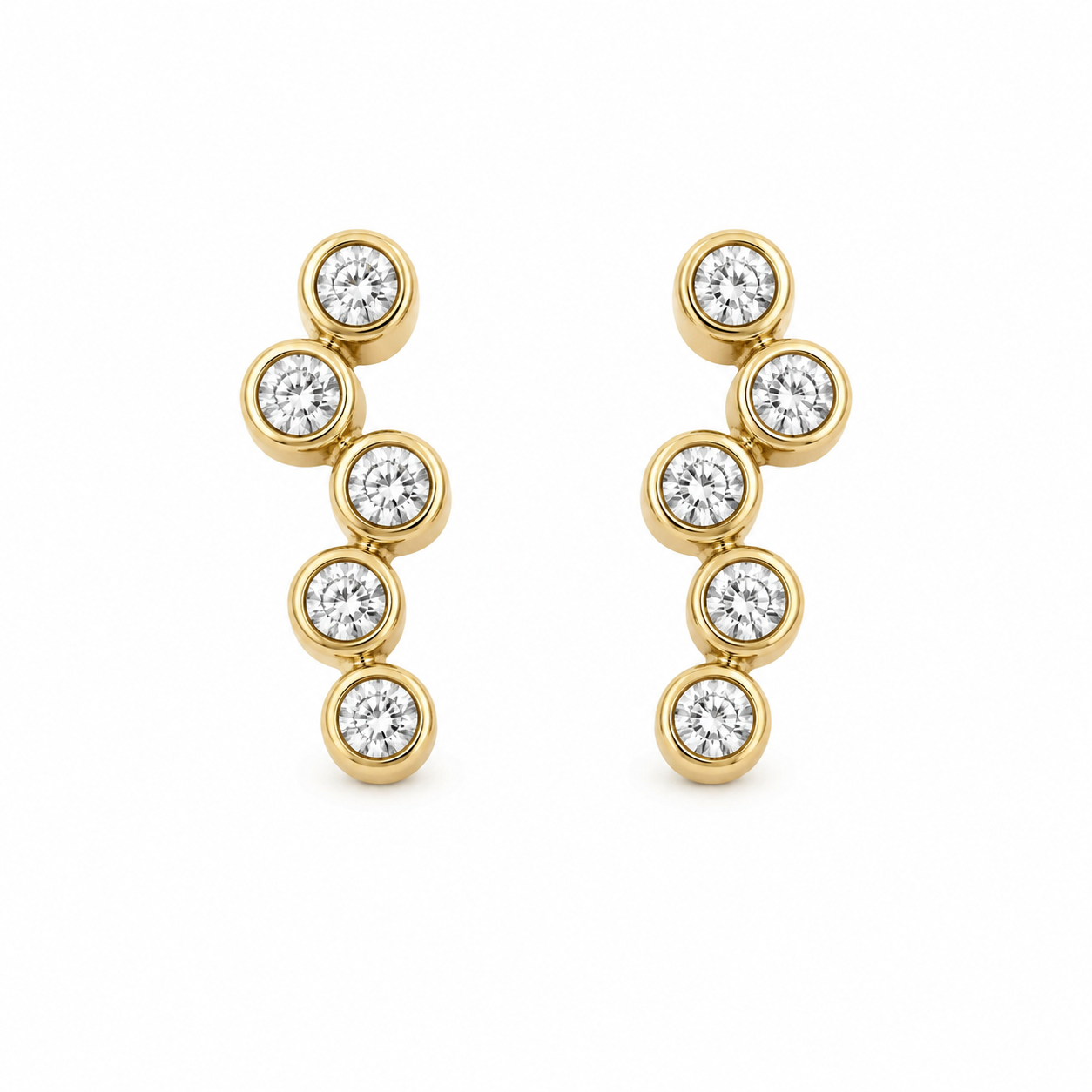 SIO_DUE_Ohrringpaar_Les Cinque, 10 Diamanten, 0,08ct, H-SI, 750/-Gelbgold